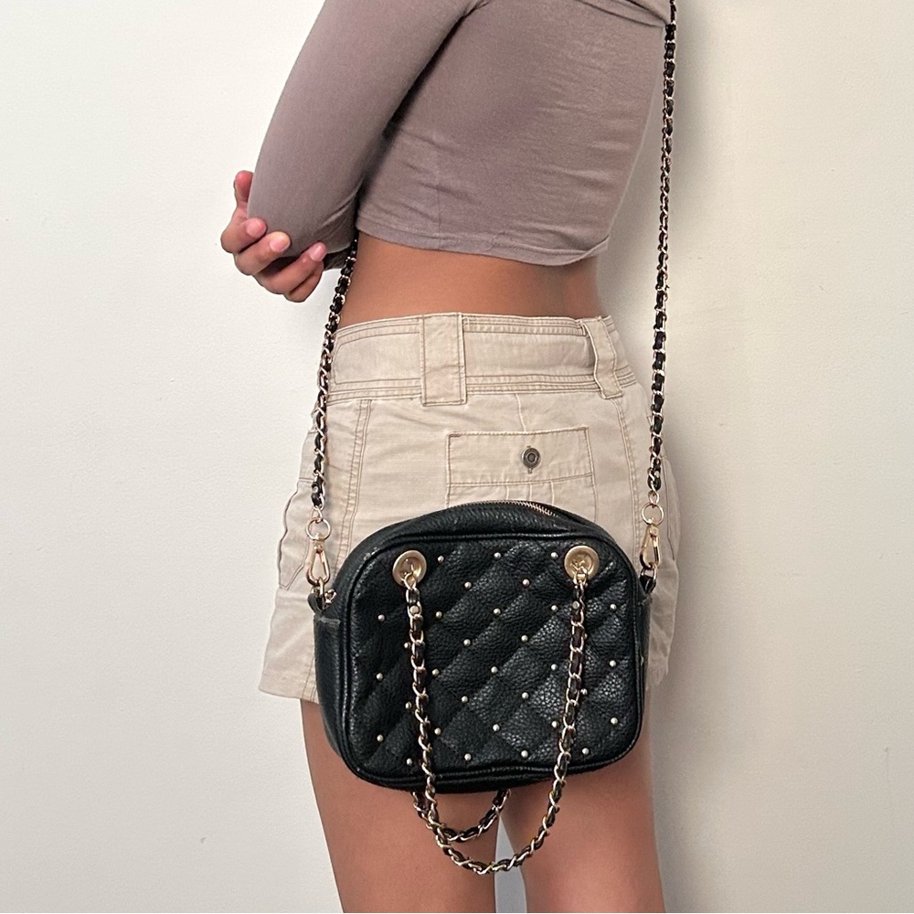 Black and gold quilted crossbody bag